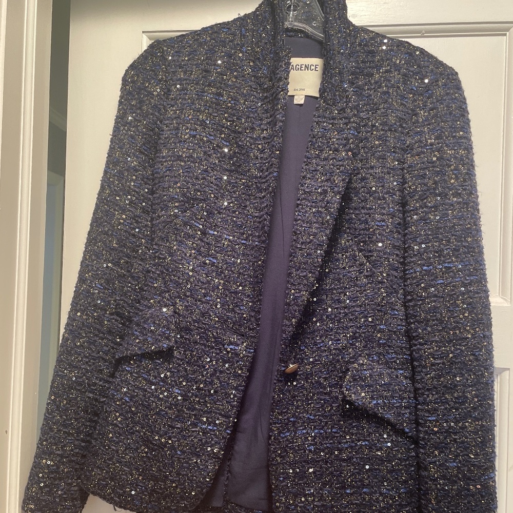 L’agence navy sparkle jacket sz 0